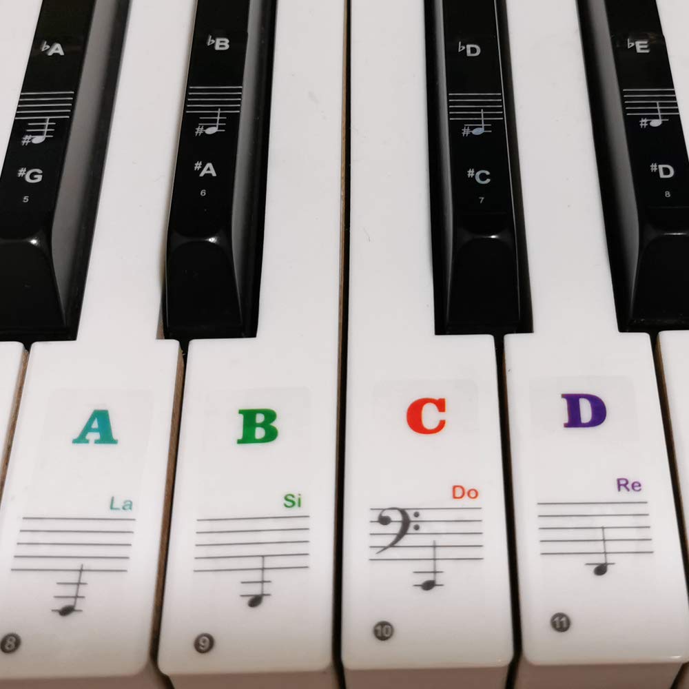 Piano Stickers For Keys, Yalloy Colorful Piano Keyboard Stickers For 88 61 54 49 Full Set Stickers Removable And Transparent, Le